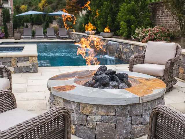 Fire feature built by Waterscapes Backyard Resorts in Middle Tennessee