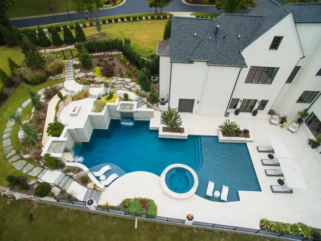 Free-form gunite pool built by Waterscapes Backyard Resorts in Middle Tennessee