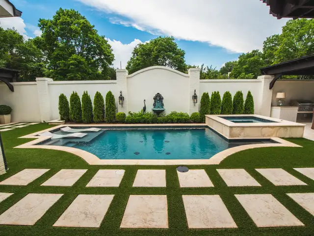 Free-form gunite pool built by Waterscapes Backyard Resorts in Middle Tennessee