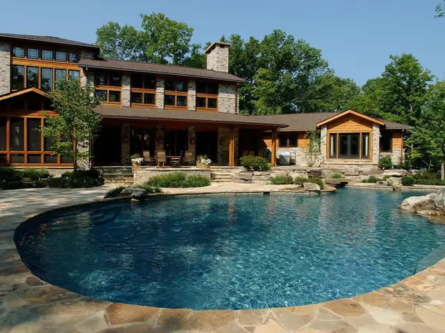 Free-form gunite pool built by Waterscapes Backyard Resorts in Middle Tennessee