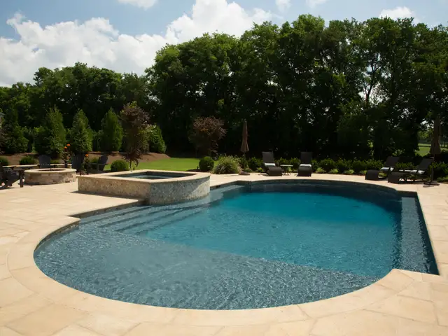 Free-form gunite pool built by Waterscapes Backyard Resorts in Middle Tennessee