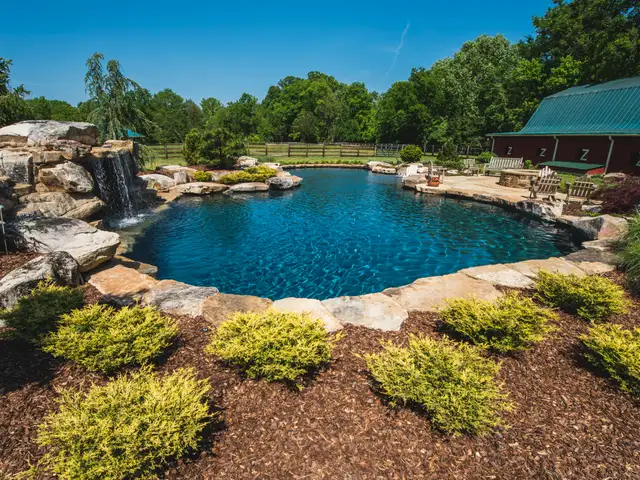 Free-form gunite pool built by Waterscapes Backyard Resorts in Middle Tennessee