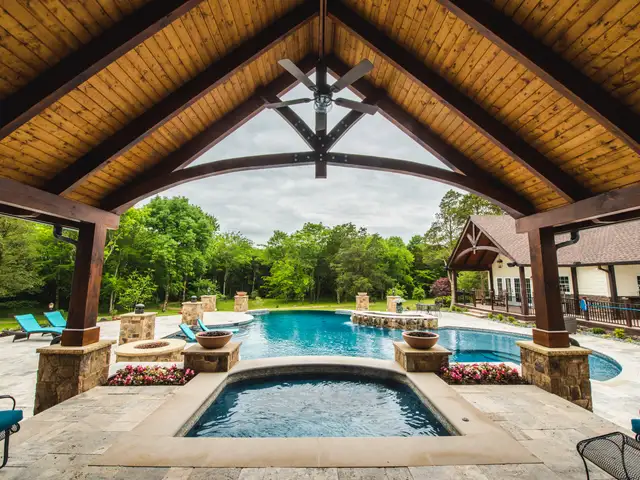 Free-form gunite pool built by Waterscapes Backyard Resorts in Middle Tennessee