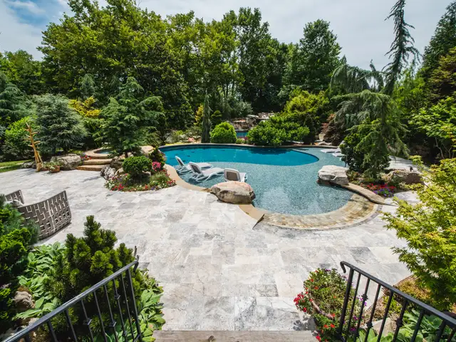Free-form gunite pool built by Waterscapes Backyard Resorts in Middle Tennessee
