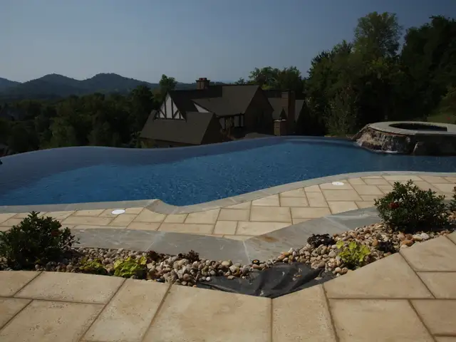 Infinity-edge pool built by Waterscapes Backyard Resorts in Middle Tennessee