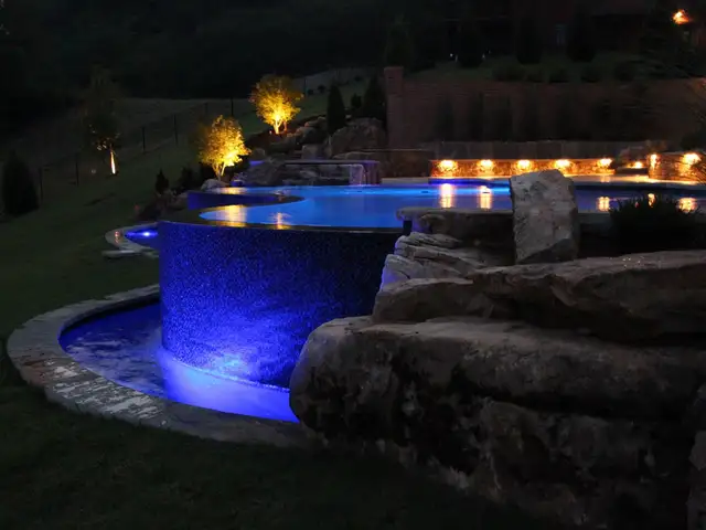 Infinity-edge pool built by Waterscapes Backyard Resorts in Middle Tennessee