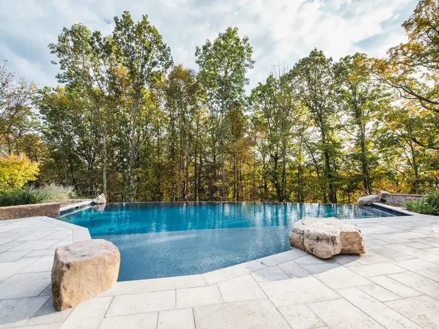 Infinity-edge pool built by Waterscapes Backyard Resorts in Middle Tennessee