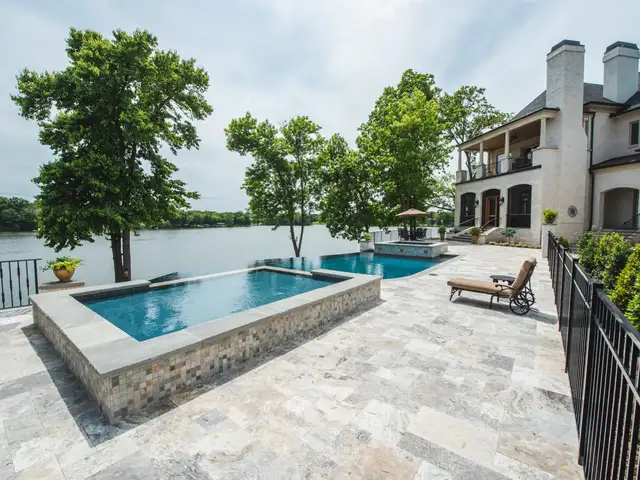 Infinity-edge pool built by Waterscapes Backyard Resorts in Middle Tennessee