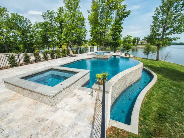 Infinity-edge pool built by Waterscapes Backyard Resorts in Middle Tennessee