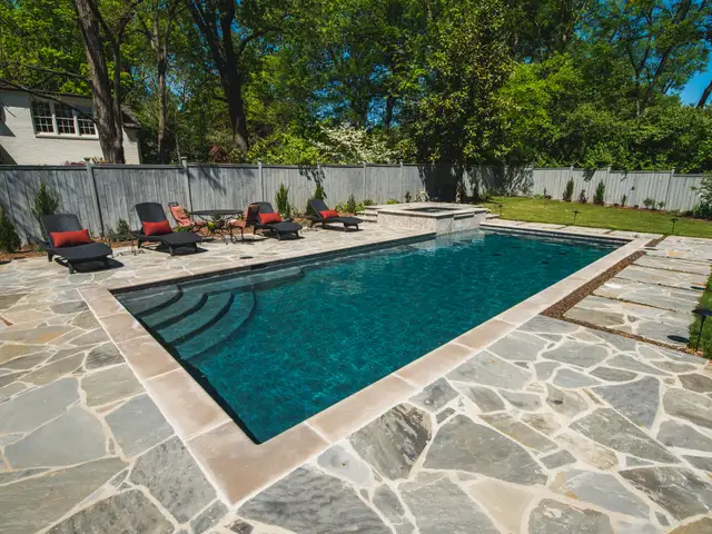 Traditional gunite pool built by Waterscapes Backyard Resorts in Middle Tennessee