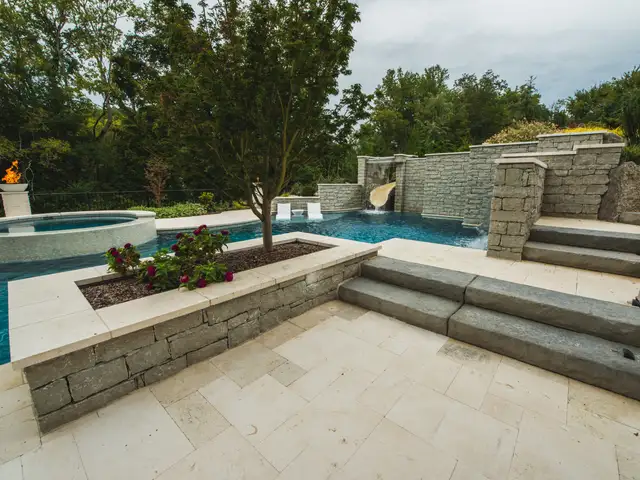 Pool waterslide built by Waterscapes Backyard Resorts in Middle Tennessee