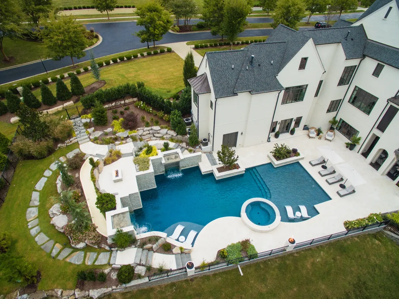 Aerial View Resort Backyard