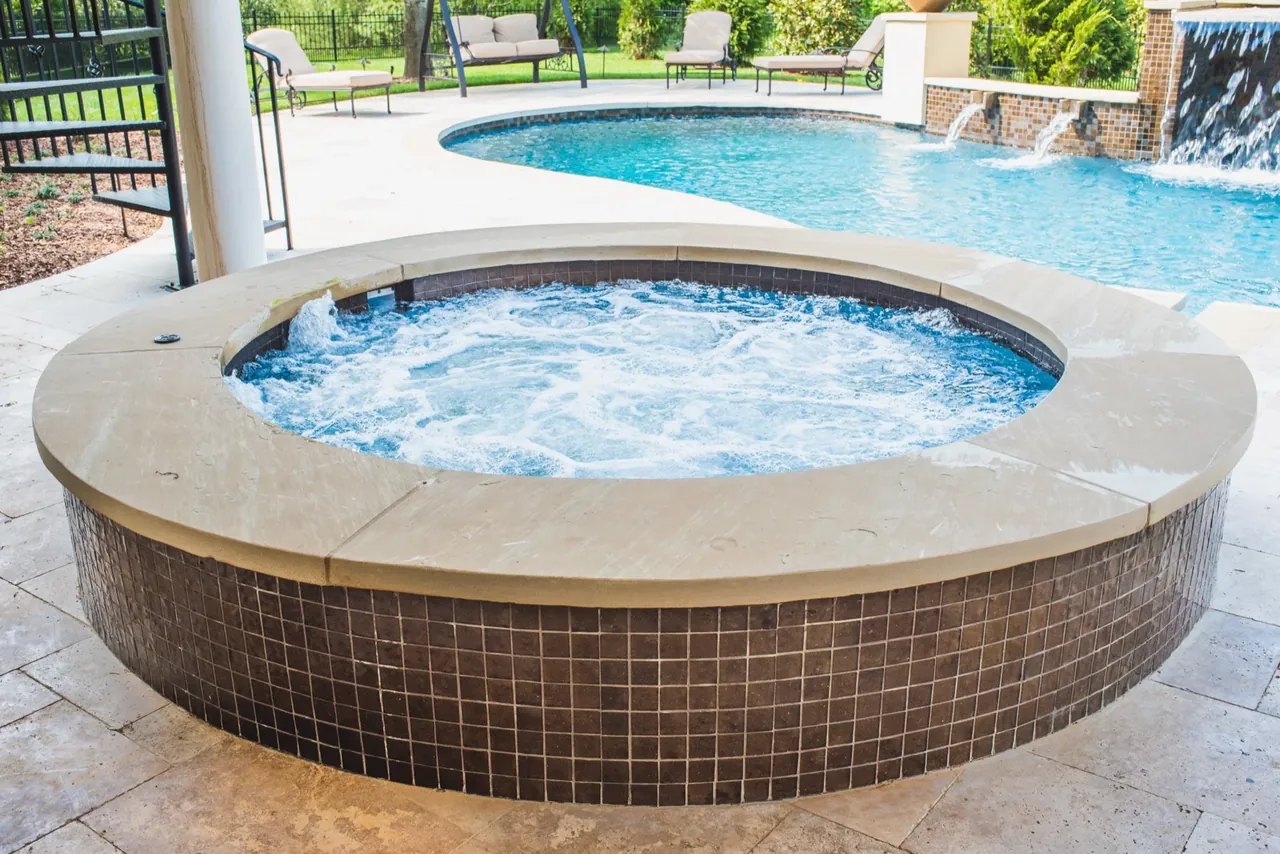 Bubbling Spa with Mosaic Tile
